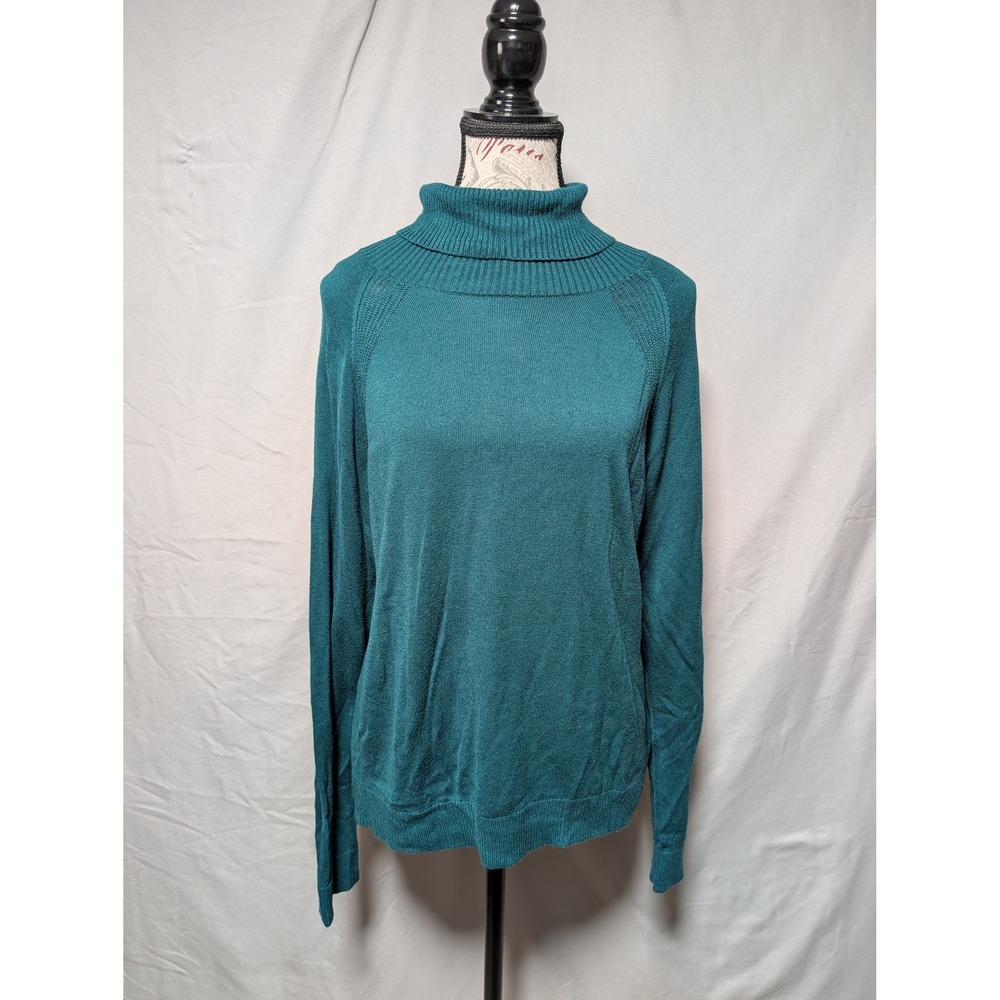 Banana Republic Women's Teal Turtleneck Knit‎ Sweater Long Sleeve Size Large